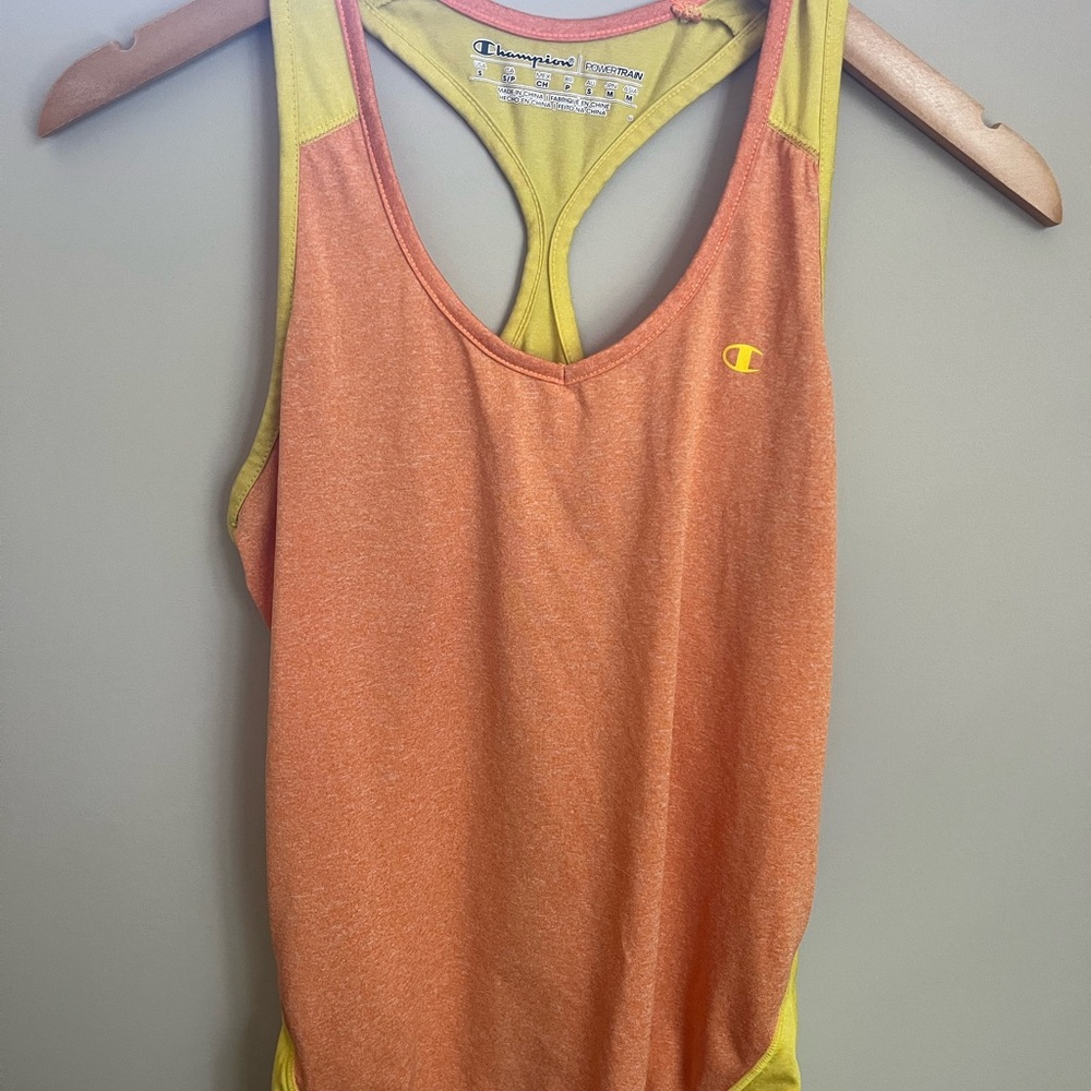 Champion Women's Orange and Yellow Tank Top